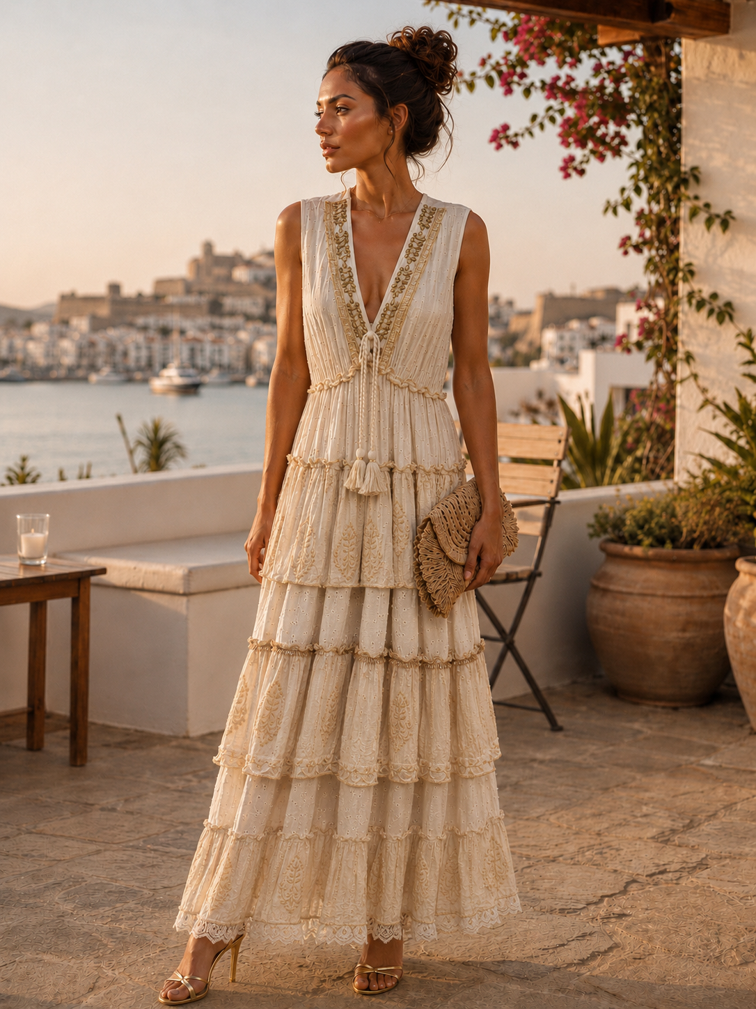 Vestido Bordado con pedrería Capri