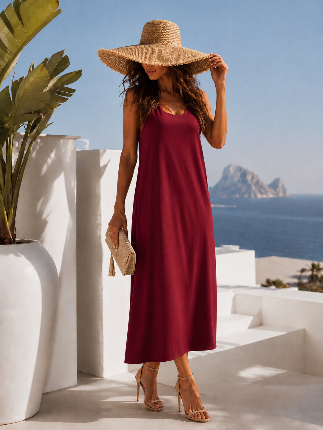 Vestido Burdeos Liso