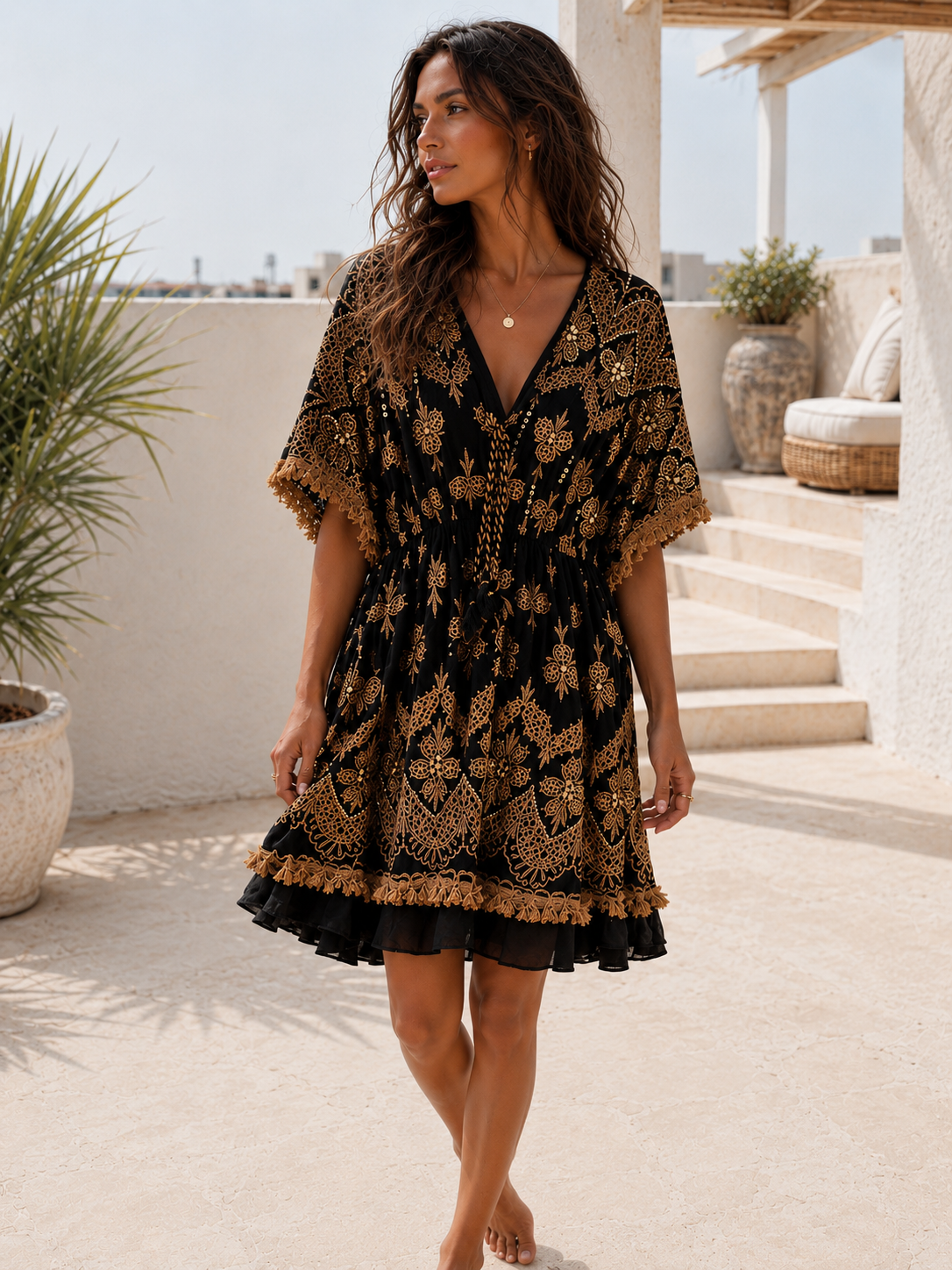 Vestido Damasco Corto