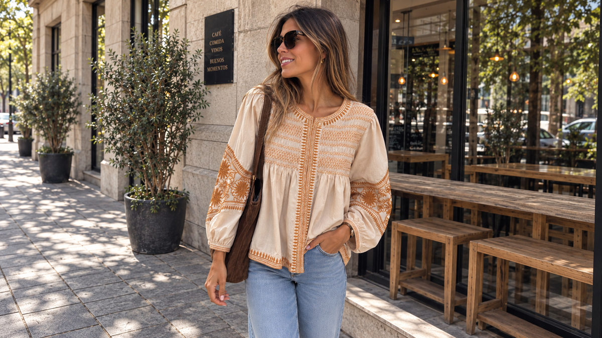 Blusa Carmen de Martina Ibiza. Imagen del catálogo.
