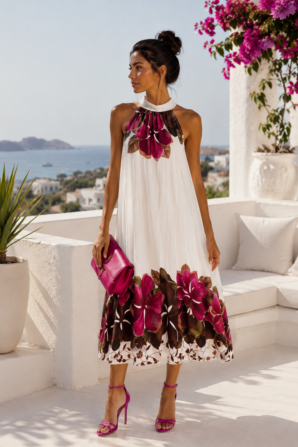 Vestido liso cuello halter Ibiza