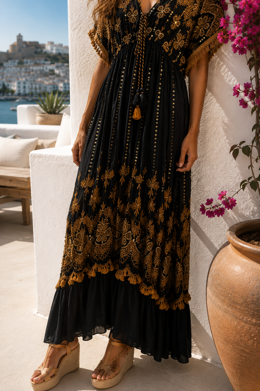 Vestido Damasco Negro