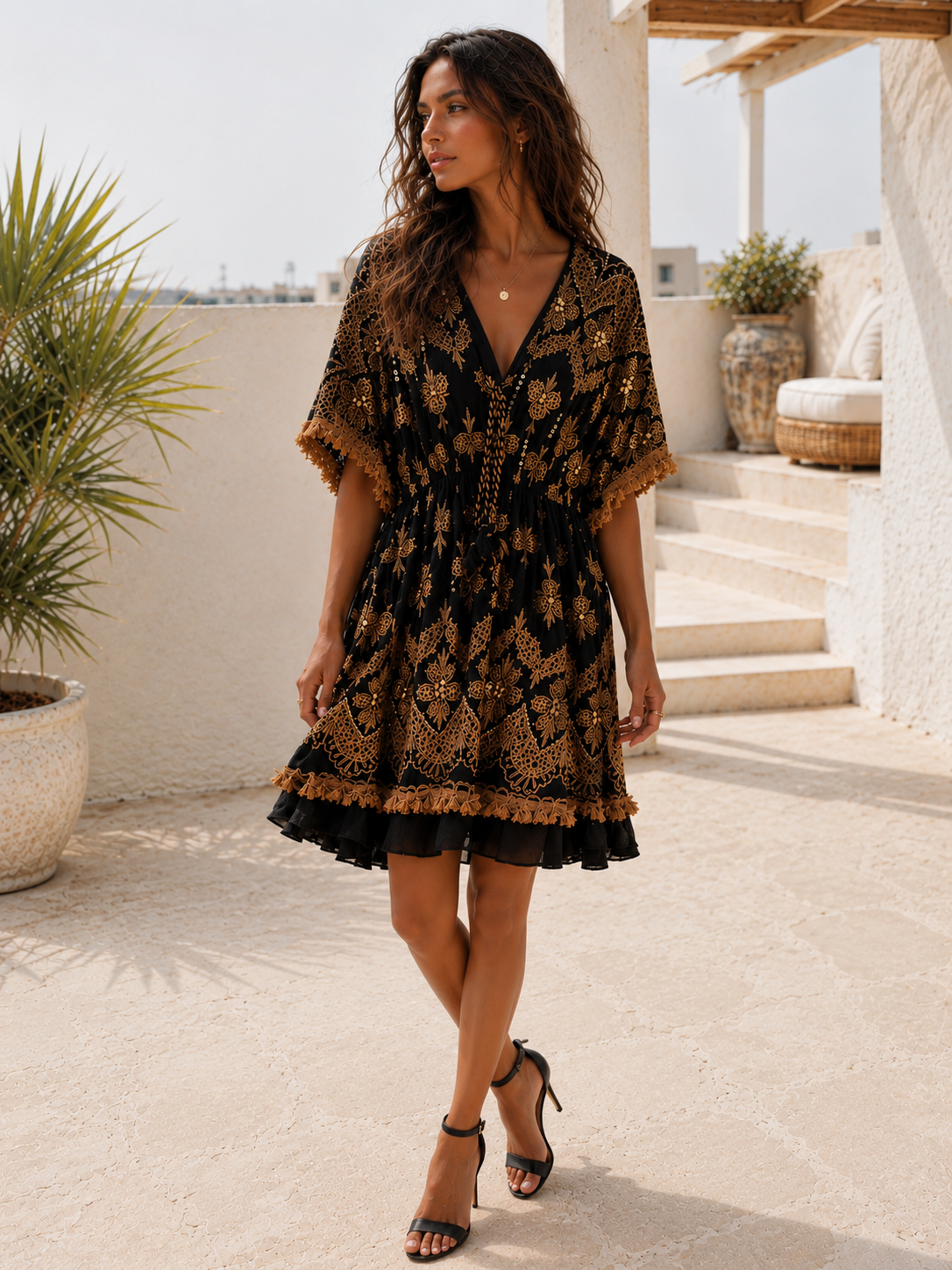 Vestido Damasco Corto