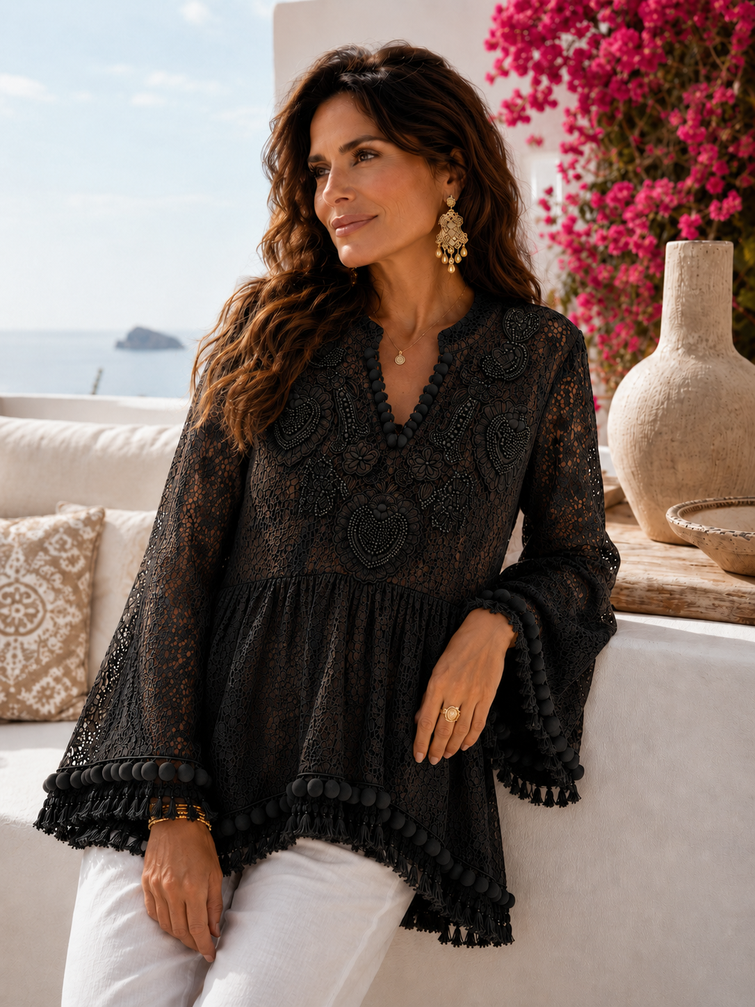 Blusa calado y pedrería Frida